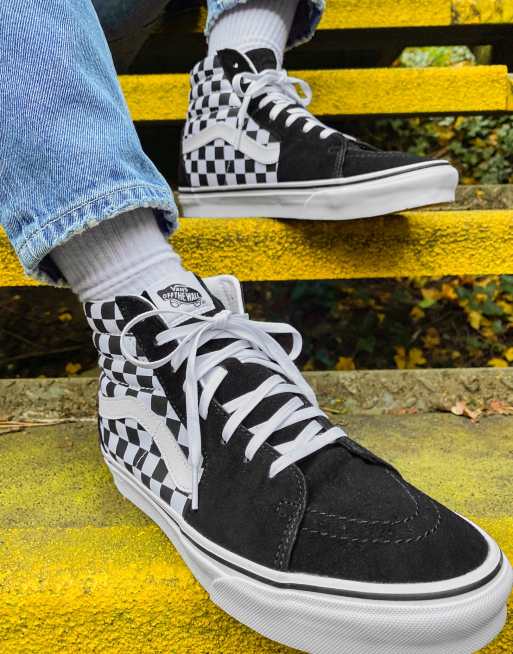 Black and grey shop checkered vans high top