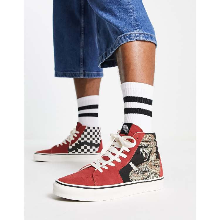 Vans sk8 hi hot sale checkerboard red