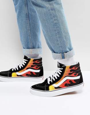 green flame high top vans