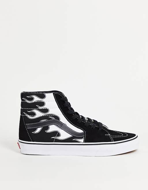 Vans SK8-Hi Flame sneakers in black/white | ASOS vans high flame