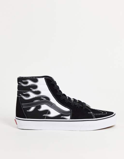 Vans black shop white flame