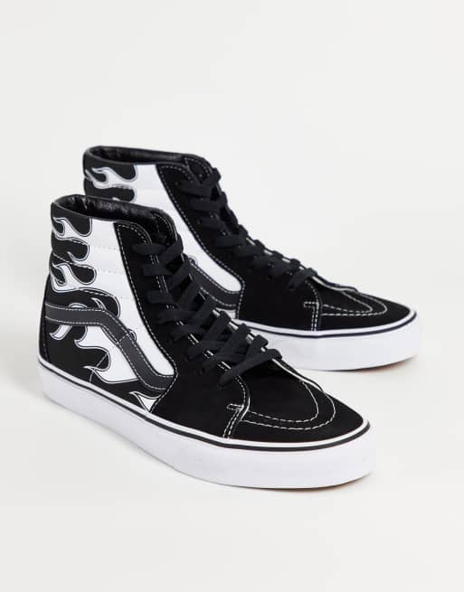 Vans black shop and white flame