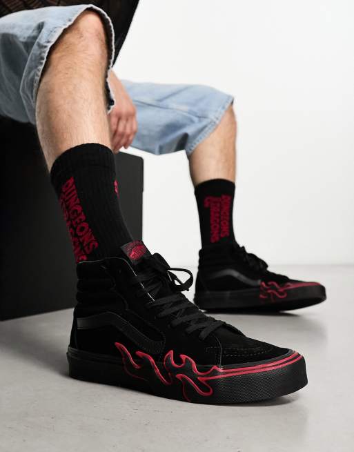 High top vans store red and black