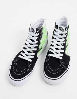 green flame high top vans