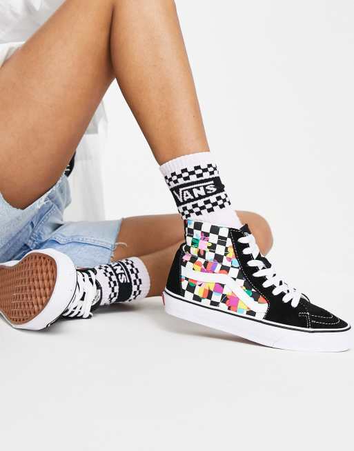 Checkerboard vans high hot sale top womens