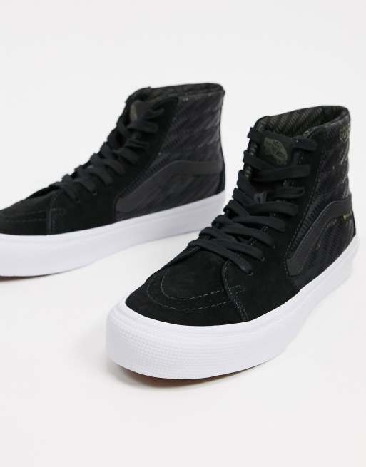 Black leather cheap vans white sole