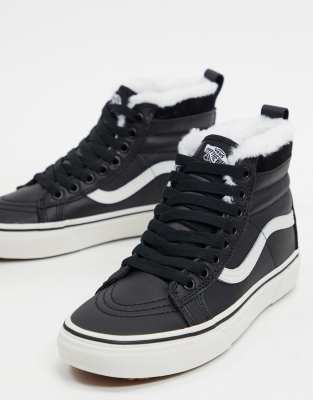 vans cuir noir femme