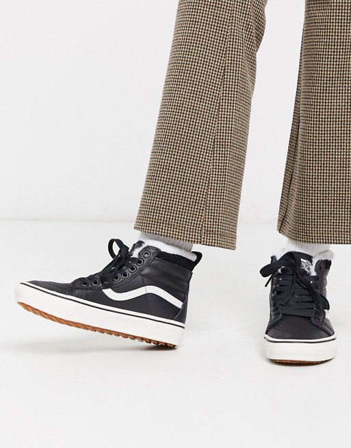 Vans SK8-Hi MTE leather trainers in black/white