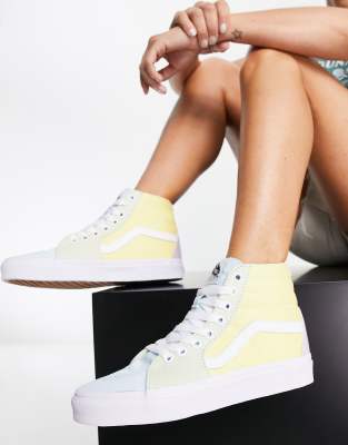 Pastel yellow high top vans best sale