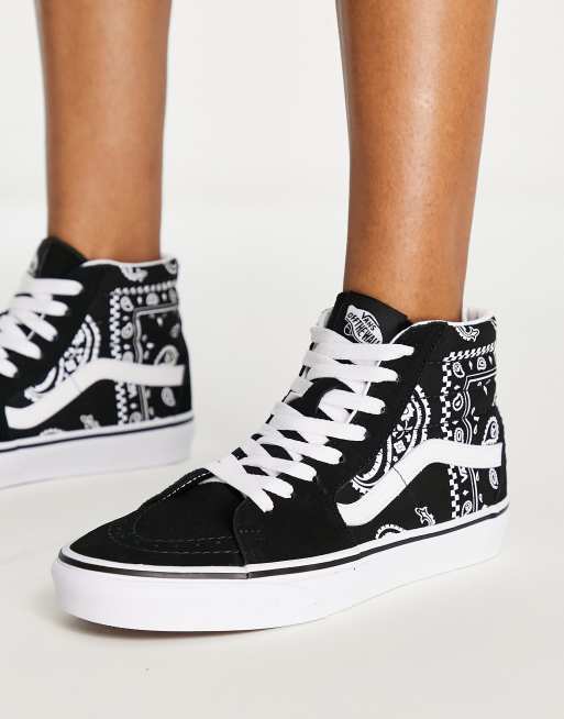 Vans – SK8-Hi Peace – Svarta och vita sneakers med paisleymönster 