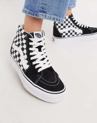 high top checkerboard vans