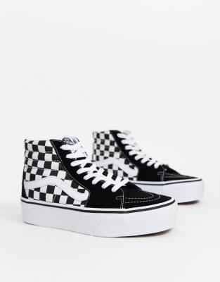 vans sk8-hi platform womens trainers in black white