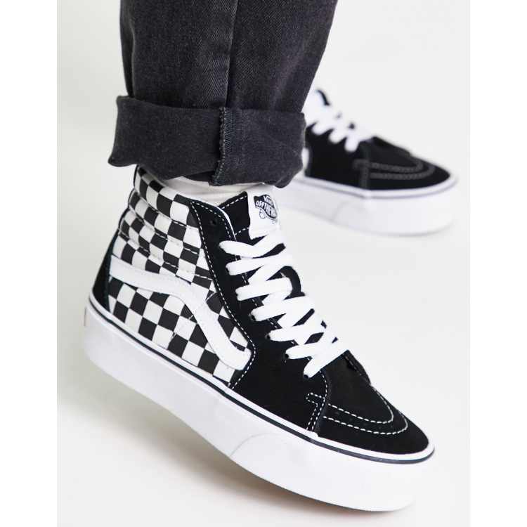 Vans SK8 Hi Platform Sneaker mit Schachbrettmuster in Schwarz und Wei