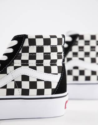high top white checkered vans
