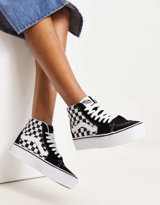 Vans - Sk8-Hi Platforms 2.0 - Sorte og hvide sneakers med skaktern 