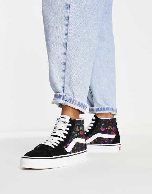 Vans SK8 Hi Pressed floral trainers in black ASOS