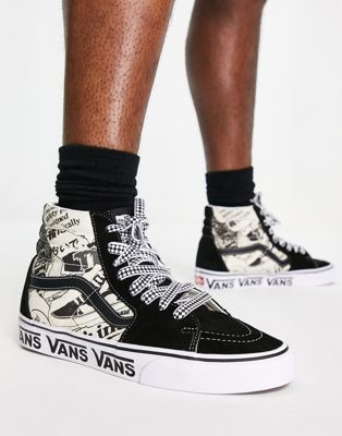 Vans SK8-Hi printed sneakers in black and white | ASOS