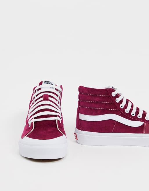 Vans sk8 hi hot sale velvet burgundy