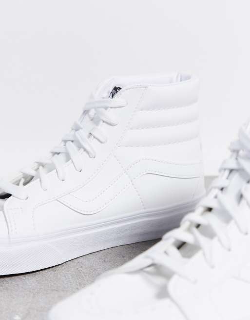 Vans SK8-Hi Reissue sneakers in white faux leather – Exclusive at ASOS