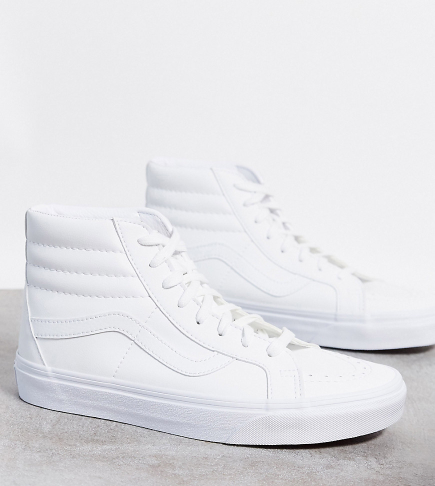 Vans SK8-Hi Reissue trainer in white faux leather Exclusive at ASOS