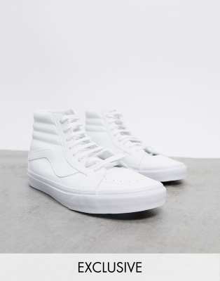 sk8 hi vans white leather