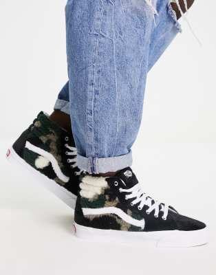Vans Sk8-hi Sherpa Sneakers In Camo-black In Black