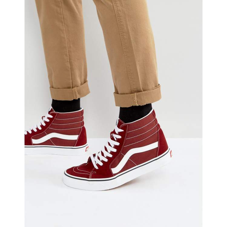 Vans SK8 Hi Sneaker aus Leinen in Rot VA38GEOVK