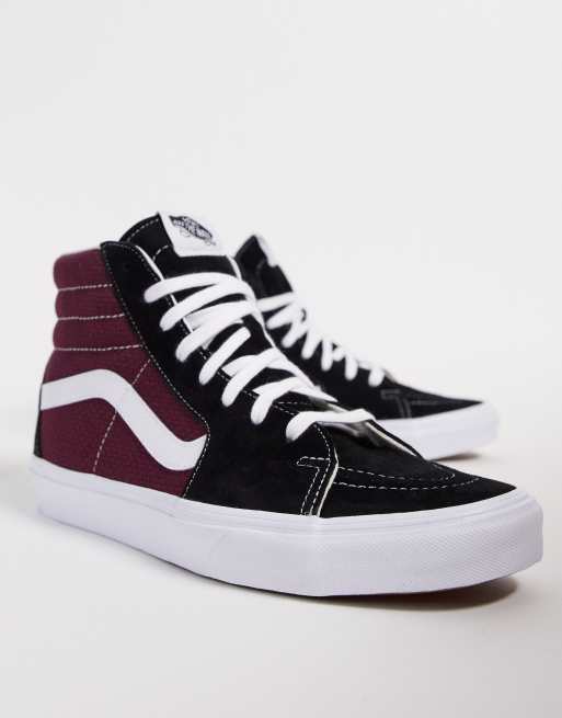 maroon vans black sole