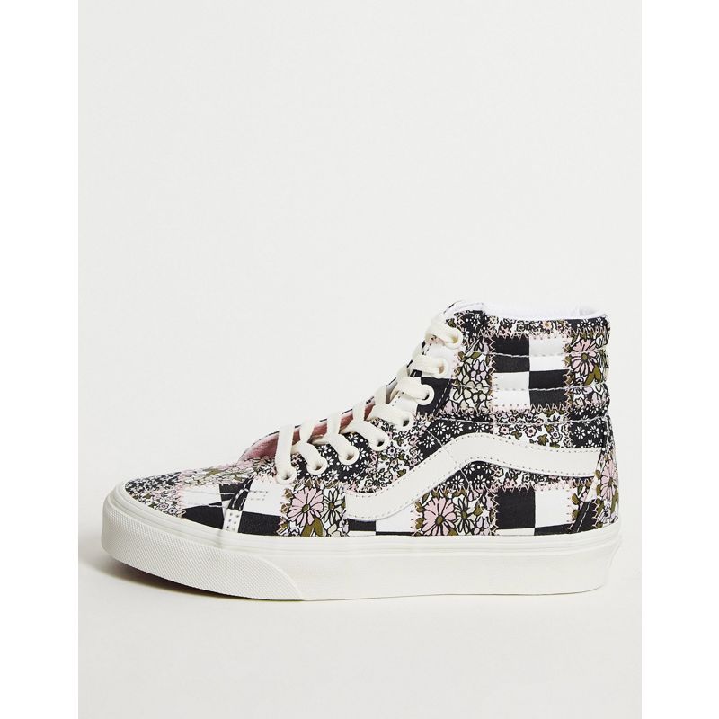 Scarpe Donna Vans - Sk8-Hi - Sneakers bianche/nere con motivo patchwork a fiori