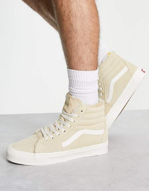 Vans Sk8 Hi Mens Sz 8.5 Casual Skate Shoe Beige Tan Athletic Trainer Sneaker