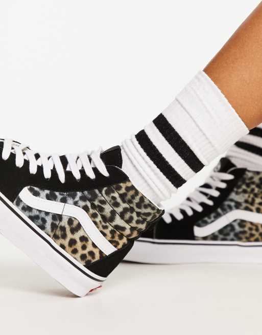 Black vans leopard print sales stripe