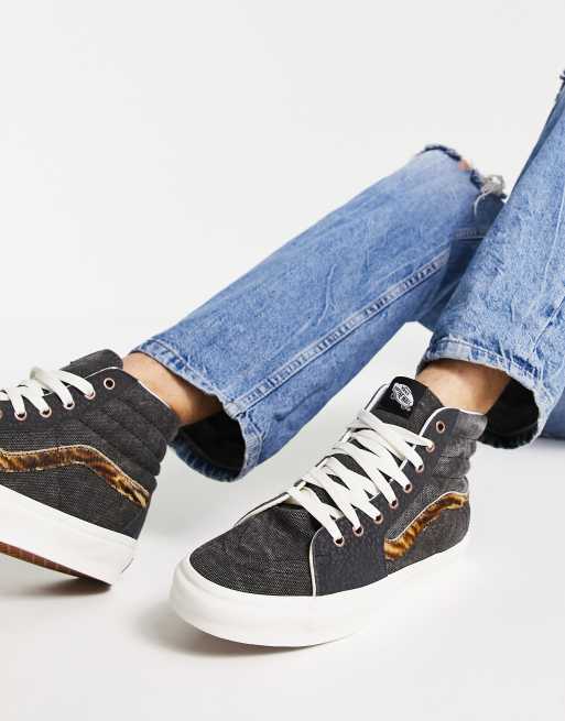 Jeans Worn Vans Shoes Vans Sk8-Hi Sneakers In Denim ASOS