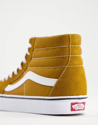 golden brown high top vans