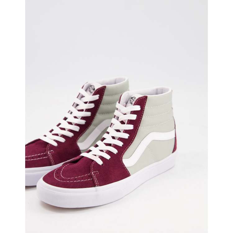 Vans trainers mens sk8 shop hi burgundy vintage cream