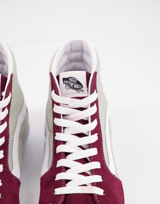 Maroon and hot sale grey vans