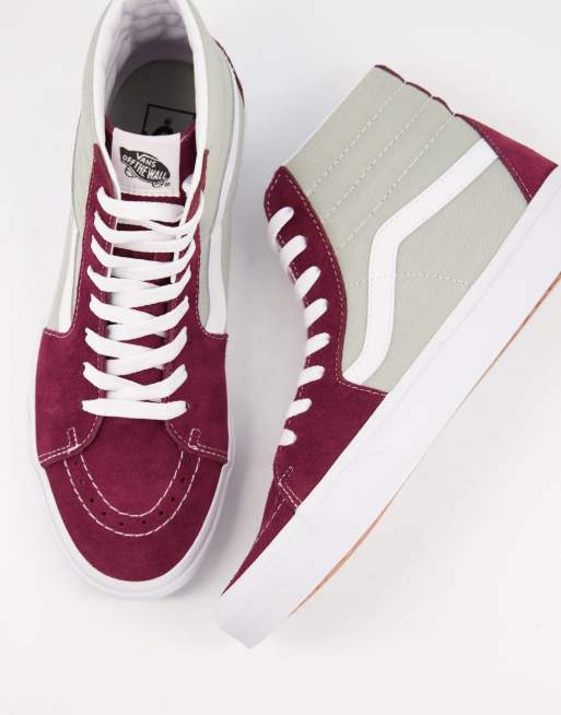 Grey and cheap maroon vans