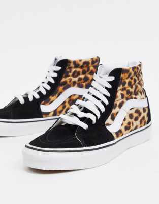 white and leopard print vans