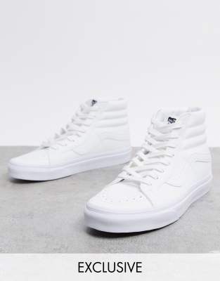 white faux leather vans