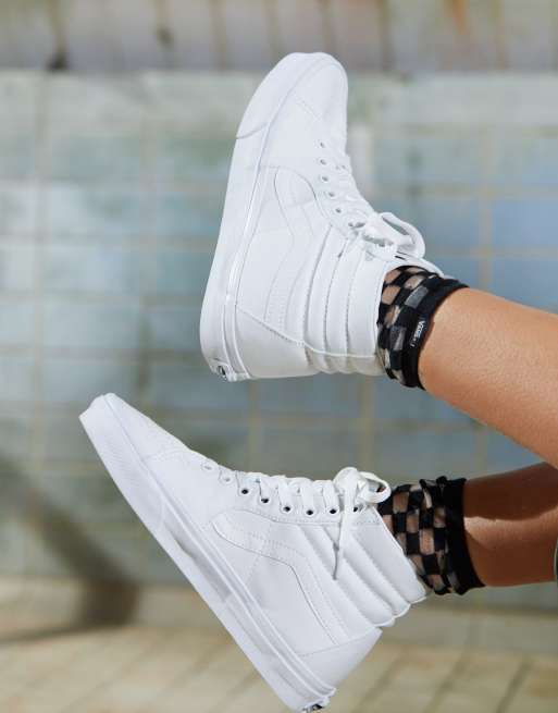 White high top vans on clearance feet