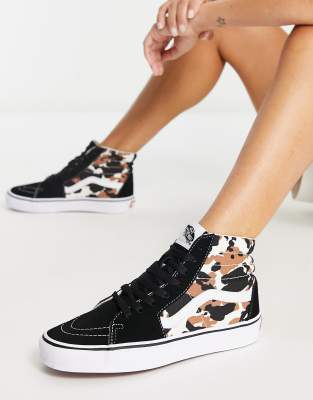 Vans - SK8-Hi - Sneakers met koeienprint in bruin en zwart 