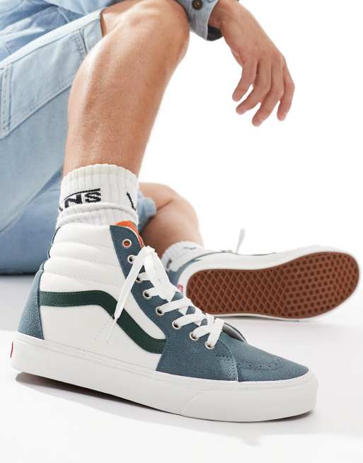Vans - SK8-Hi - Sneakers van varsity-canvas en groen suède , 5 van 5