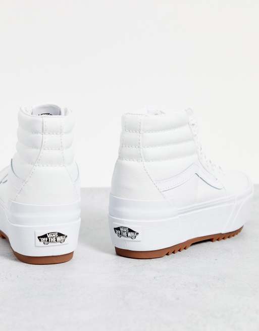 Vans – SK8-Hi Stacked – Białe płócienne buty sportowe na platformie , 4 z 4