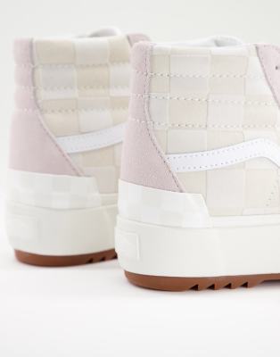 violet and white checkered vans