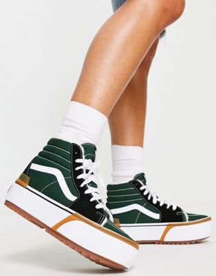 Vans SK8-Hi Stacked trainers in black and green  - ASOS Price Checker
