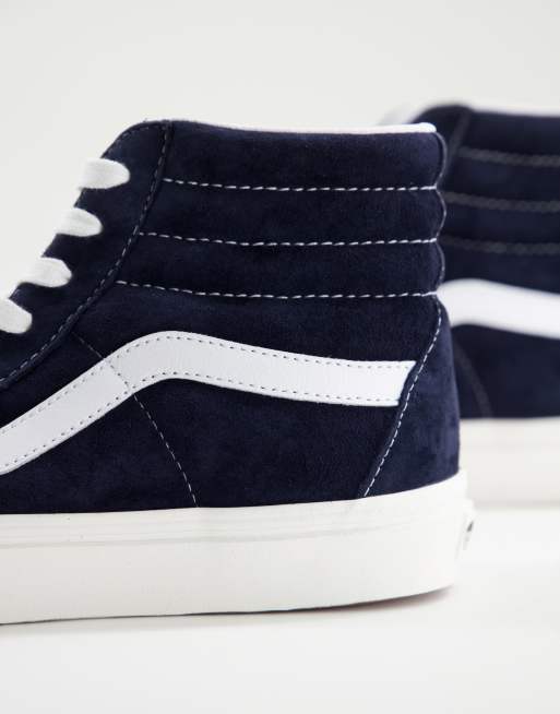 Vans sk8 hi blue on sale suede