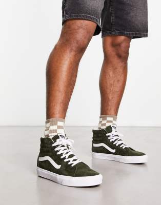 VANS SK8-HI SUEDE SNEAKERS IN DARK GREEN