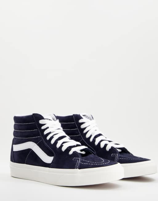 Vans sk8 hi blue hot sale suede