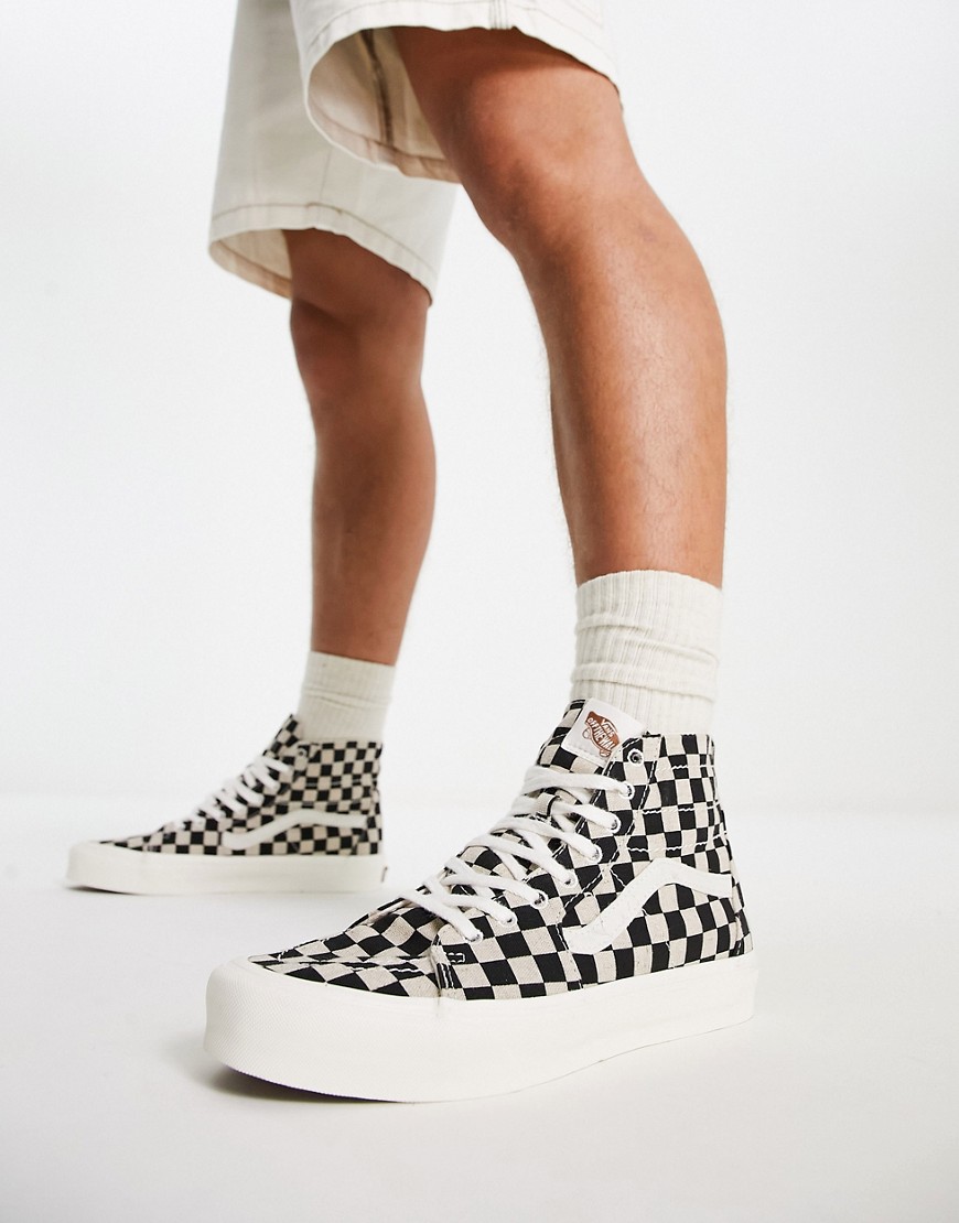 Vans SK8-Hi Tapered checkerboard sneakers in black and white