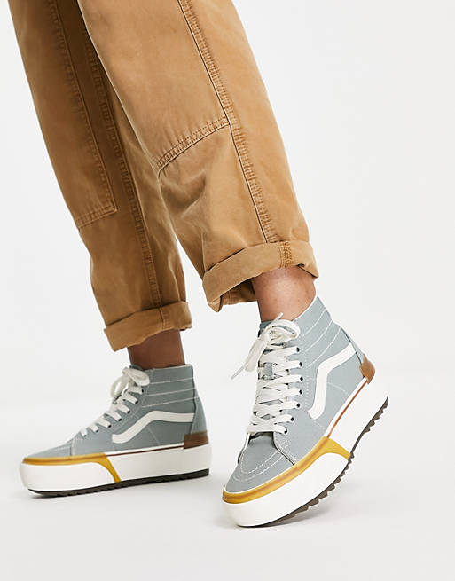 Vans SK8-Hi tapered stacked canvas sneakers in light green  