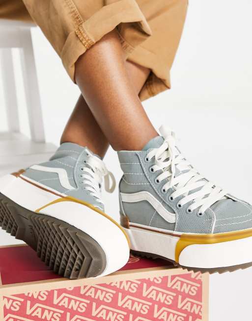 Vans Sk8-Hi Tapered Stacked Canvas Sneakers In Sage Green | Asos